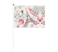 Mini drapeau de la tour de Paris et d'un vélo pour jeux sportifs et festivals, décoration de défilé 14 x 20,8 cm