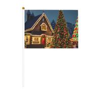 Mini drapeau de Noël pour carnaval - Blanc - Couleur vive et résistant à la décoloration - Drapeaux à main avec lance