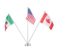 Mini Drapeau de Table Monde, Usa, Mexique et Canada, Argenté