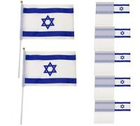 Mini drapeau d'Israël 100 pièces petit drapeau israélien sur bâtons 8, 3x5, 5 pouces Mini drapeaux de pays agitant la main bureau conférence internationale décor de fête à thème israélien..