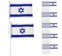 Mini Drapeau d'Israël 100 Pièces Petit Drapeau Israélien Sur Bâtons 8,3x5,5 Pouces Mini Drapeaux de Pays Drapeau de Bureau à Onduler à la Main Décoration de Fête à Thème Israélien Petits Drapeaux