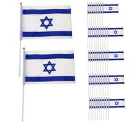 Mini drapeau d'Israël 50 pièces petit drapeau israélien sur bâtons 8, 3x5, 5 pouces Mini drapeaux de pays agitant la main bureau conférence internationale décor de fête à thème israélien..
