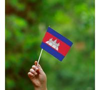 Mini drapeau du Cambodge à main sur bâton 12,7 x 20,3 cm Décoration de fête, défilés, festival, événement, célébration