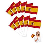 Mini drapeau espagnol,Drapeau Espagnol,10 petits drapeaux agitant la main, drapeaux nationaux espagnols, Espagne, petits drapeaux de table,drapeaux espagnols sur barres pour la Coupe du monde