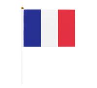 Mini drapeau français à main avec mât solide blanc - Couleurs vives et résistant à la décoloration - Drapeaux à main avec lance