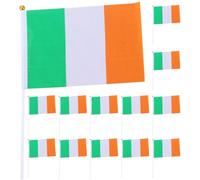 Mini Drapeau Irlandais Agité à Main Bâton, 20 Pièces | Polyester et Plastique, Usage Public ou Commercial, Format Portatif pour Soutien et Animation