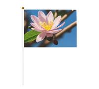Mini drapeau rose en forme de fleur d'amandier, mât solide blanc - Couleurs vives et résistant à la décoloration - Drapeaux à main avec lance
