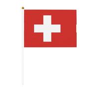Mini drapeaux à main avec drapeau suisse - Idéal pour les événements en plein air, l'esprit d'équipe et les décorations, 14 x 20,8 cm