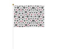Mini drapeaux à main avec empreintes de pattes de chat, cœur, chiot - Pour grande ouverture, bar, bureau, défilés de la Coupe du monde et événements sportifs