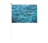 Mini drapeaux à main avec impression surface de mer 14 x 20,8 cm | 100 % polyester résistant à la déchirure, couleurs vives qui ne se décolorent pas, lot de 6/10, mât réutilisable de 30 cm