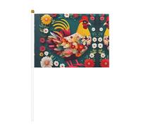 Mini drapeaux à main avec imprimé de fleurs, cœur, poulet, pour grande ouverture, bar, bureau, défilés de la coupe du monde et événements sportifs