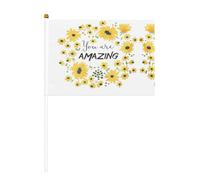 Mini drapeaux à main avec imprimé marguerite sauvage, pour grande ouverture, bar, bureau, défilés, Coupe du monde et événements sportifs