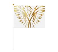 Mini drapeaux à main avec imprimé phénix 14 x 20,8 cm | 100 % polyester résistant à la déchirure, couleurs vives qui ne se décolorent pas, lot de 6/10, mât réutilisable de 30 cm