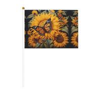 Mini drapeaux à main avec imprimé tournesol et papillons pour grande ouverture, bar, bureau, défilés de la coupe du monde et événements sportifs