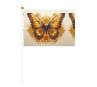Mini drapeaux à main avec imprimé tournesol et papillons pour grande ouverture, bar, bureau, défilés de la coupe du monde et événements sportifs