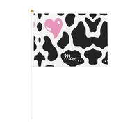 Mini drapeaux à main avec imprimé vache au lait noir et blanc, pour grande ouverture, bar, bureau, défilés de la coupe du monde et événements sportifs