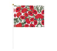 Mini drapeaux à main avec motif coquelicot 14 x 20,8 cm | 100 % polyester résistant à la déchirure, couleurs vives qui ne se décolorent pas, lot de 6/10, mât réutilisable de 30 cm