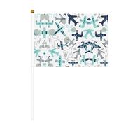 Mini drapeaux à main imprimés avions 14 x 20,8 cm | 100 % polyester résistant à la déchirure, couleurs vives qui ne se décolorent pas, lot de 6/10, mât réutilisable de 30 cm