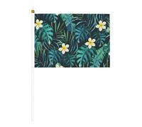 Mini drapeaux à main imprimés hawaïens 14 x 20,8 cm | 100 % polyester résistant à la déchirure, couleurs vives qui ne se décolorent pas, lot de 6/10, mât réutilisable de 30 cm