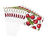 Mini drapeaux de cerise rouge sur bâton 12,7 x 20,3 cm pour décoration de fête, défilés, festival, événement, célébration