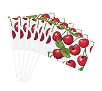 Mini drapeaux de cerise rouge sur bâton 12,7 x 20,3 cm pour décoration de fête, défilés, festival, événement, célébration