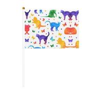 Mini drapeaux de poche avec imprimé papillon à pois et chat, pour grande ouverture, bar, bureau, défilés, Coupe du monde et événements sportifs