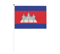 Mini drapeaux du Cambodge sur bâton - 14 x 20,8 cm Petits drapeaux américains pour l'extérieur, décorations du 4 juillet, décoration patriotique, mât de drapeau portable, drapeaux à main 6 pièces