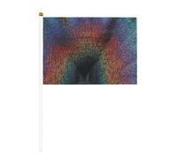 Mini drapeaux holographiques avec impression de rêves 14 x 20,8 cm | 100 % polyester résistant à la déchirure, couleurs vives qui ne se décolorent pas, lot de 6/10, mât réutilisable de 30 cm