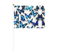 Mini drapeaux imprimés papillons bleus, bannières pour grande ouverture, bar, bureau, défilés de la coupe du monde et événements sportifs
