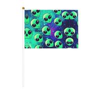 Mini drapeaux verts imprimés d'extraterrestres, pour grande ouverture, bar, bureau, défilés de la coupe du monde et événements sportifs