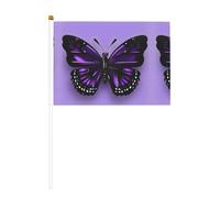 Mini drapeaux violets avec imprimé papillon pour grande ouverture, bar, bureau, défilés de la coupe du monde et événements sportifs