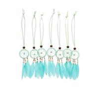 Mini Dream Catcher Set of 7 - Car Interior Mirror Sling Bag Charm 1.2" Diameter & 8.3" Length (Mint Green)