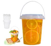 Mini Drink Buckets with Lids and Straws, 18/26/35oz Reusable Clear Plastic Bucket Cups for Drinks, Suitable for Outdoor Beverage Packaging Pool Party (50Pack,18oz)