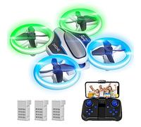 Mini Drone avec Caméra 1080P HD, Drone avec Lumières LED pour Enfant, Quadricoptère Hélicoptère RC avec 3 Batteries 21 Mins Jouet Cadeau pour Garçons et Filles