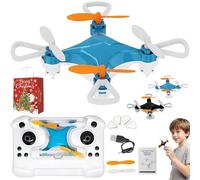 Mini Drone Beginner-Friendly Stunt Flyer, All-Ages Mini Drone with Easy Stunt Flights & 360° Tricks, Remote Little Aerobatic 4-Axis Drones with LED Light, Rechargeable, Kid Toy Gift (Blue)