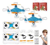 Mini Drone Beginner-Friendly Stunt Flyer, All-Ages Mini Drone with Easy Stunt Flights & 360° Tricks, Remote Little Aerobatic 4-Axis Drones with LED Light, Rechargeable, Kid Toy Gift (Blue*2)