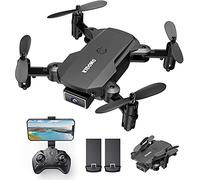 Mini Drone Pliable avec Caméra - KIDOMO 1080P Mini Quadrirotor RC pour Enfants et WIFI FPV Télécommande, lumières LED et Décollage/Atterrissage à une Touche, 360°Flips, 2 Batteries