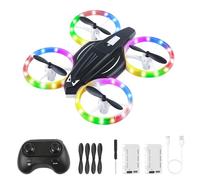 Mini-drone pour enfants de 6, 7, 8, 9 et 10 ans, avion télécommandé avec lumières, jouet idéal pour les débutants, avion télécommandé avec maintien d'altitude, figures 3D et 2 batteries
