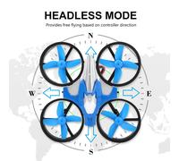 Mini Drone Quadricoptere Telecommande Sans Tete, 4 Canaux, 2,4 Ghz (Bleu)-Qhfen Bleu