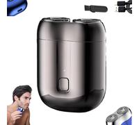 Mini Dual Head Electric Razor,2024 New Upgrade Pocket Shaver USB Mini Shavers for Men,Electric Mini Portable Razor, Double Head Razor,Mini Razor for Men,Pocket Size Washable Electric Razor (Grey)