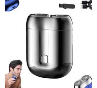 Mini Dual Head Electric Razor,2024 New Upgrade Pocket Shaver USB Mini Shavers for Men,Electric Mini Portable Razor, Double Head Razor,Mini Razor for Men,Pocket Size Washable Electric Razor (Silver)