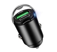 Mini Dual Port Car Charger 48W, Cigarette Lighter USB Charger | 30W PD and 18W QC 3.0 USB-A, Fast Charger with Overcharge Protection for iPhone, Samsung Galaxy, Android, Tablets