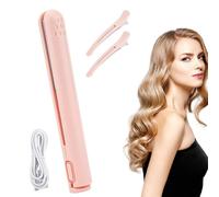 Mini Dual Purpose Curling Iron,Ceramic Mini Hair Curler For Short Hair,Cordless Curling Iron Cordless Hair Straightener,2-In-1 USB Hair Straightener Curling Iron,Mini Flat Iron For Short Hair (Pink)