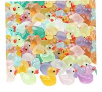 Mini Ducks 60pcs 0,7x0,6 pouce Luminal Mini Resin Ducks Miniature Glow in the Dark Ducks Little Ducks Ornement pour Dollhouse Garden Decoration Diy Craft Micro Landscape Party Decor Duck 2025