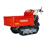 Mini dumper à chenilles 600 kg avec benne basculante plate 6,5 CV 3 vitesses avant +1 vitesse arrière Torros MRP600H