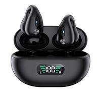 Mini écouteurs sans fil Bluetooth à clipser avec étui de chargement pour écouteurs à conduction osseuse pour TV, téléphone, ordinateur portable, musique (noir)