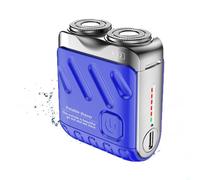 Mini Electric Explosive Shaver, Letoseo/Peeynner/Consequentlk Portable Rotary Dual Ring Electric Shaver, Mini Portable Steel Electric Razor For Men USB, Pocket Travel Size Waterproof (Blue)
