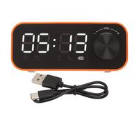 Mini enceinte Bluetooth avec basses puissantes, double alarme, affichage LED portable sans fil, orange