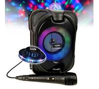 Mini-enceinte Bluetooth Innovalley DANCE-CUBE44 - 150W PMPO, sur batterie, Micro karaoké Boule ASTRO multicolores RGB, LED OVNI