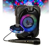 Mini-enceinte Bluetooth Innovalley DANCE-CUBE44 - 150W PMPO, sur batterie, Micro karaoké Boule ASTRO multicolores RGB, LED OVNI